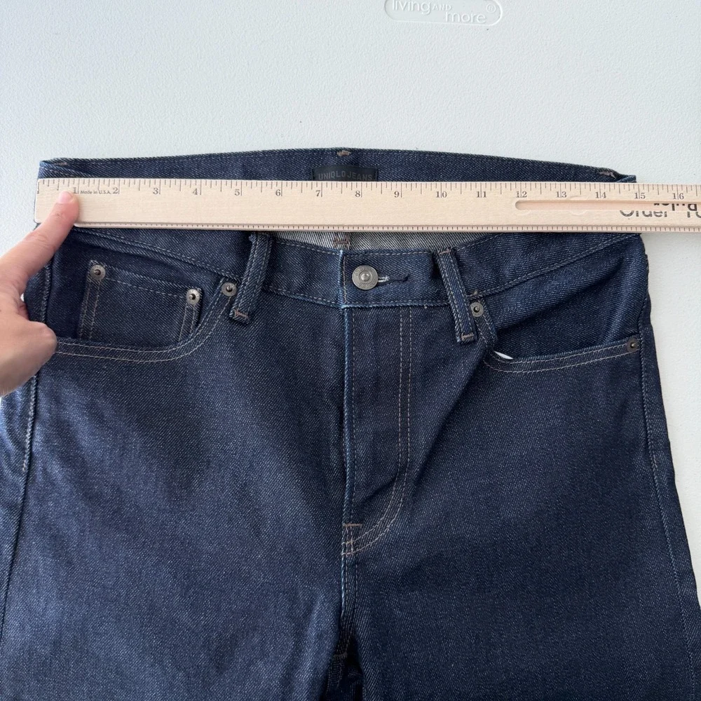 Uniqlo Jeans Mens 30x34 Selvedge Denim Slim Straight Stretch Dark Wash Kaihara
